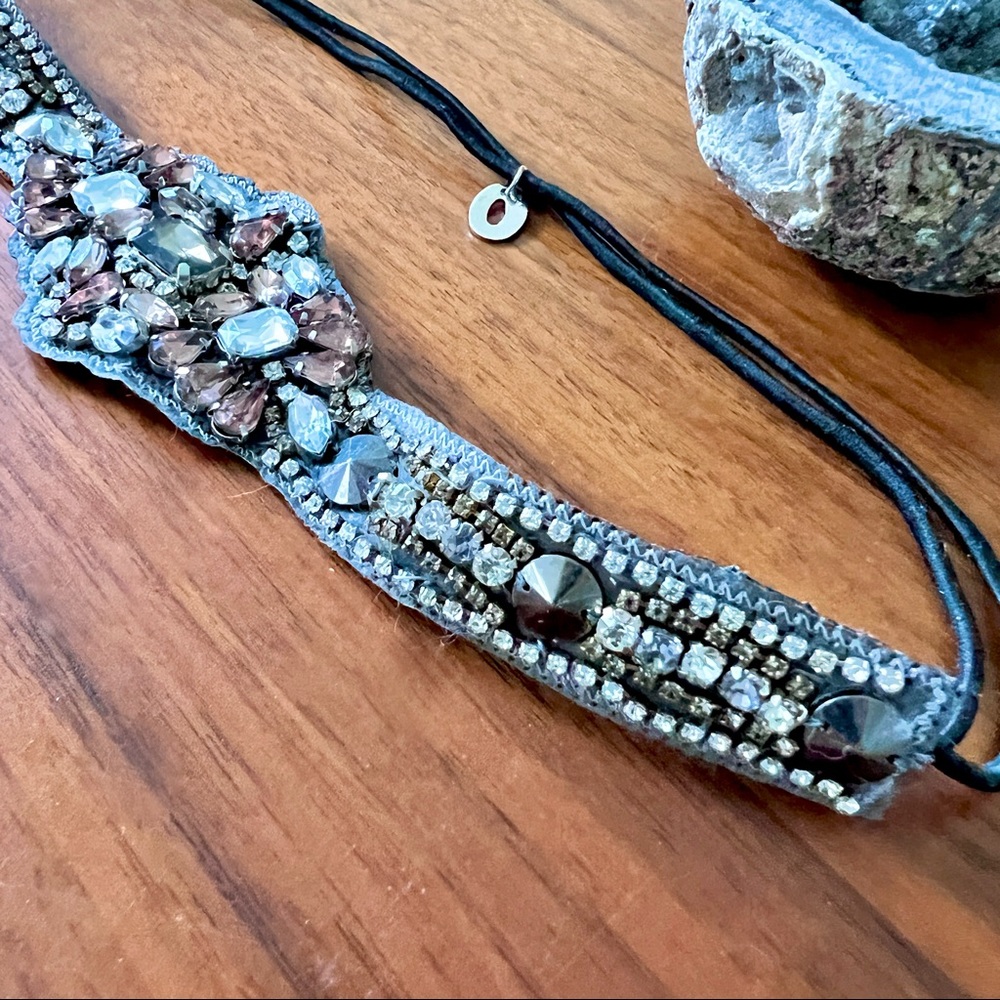 Faux Gem Elastic Headband, velvet backing